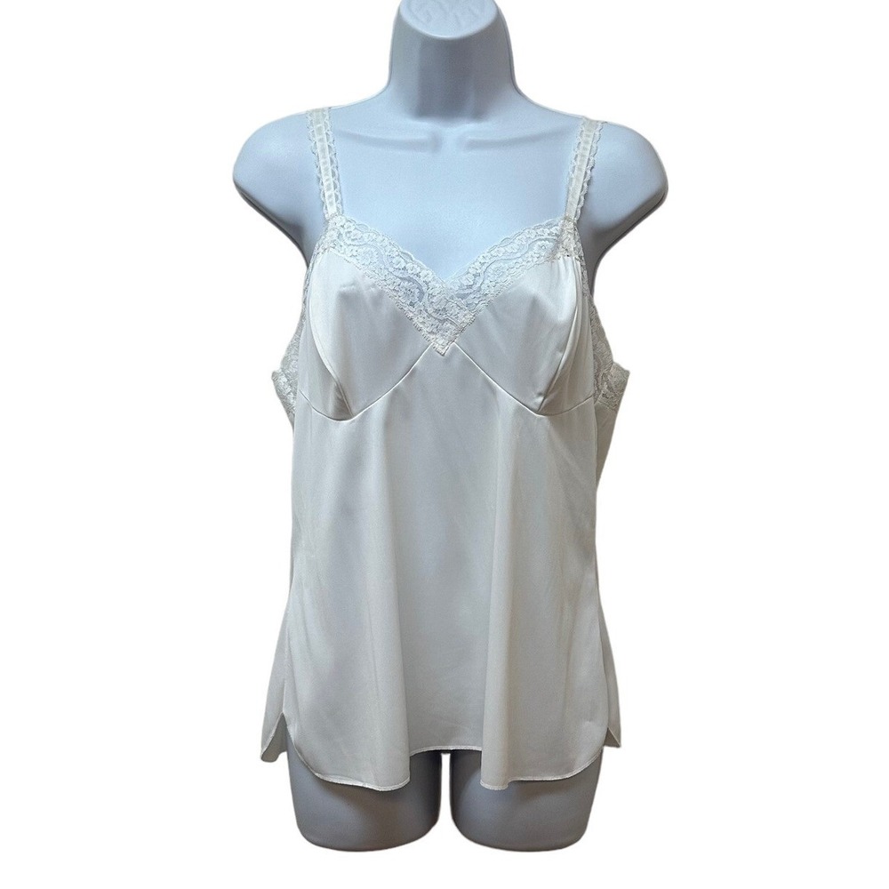 Vintage Vassarette Camisole Cami M / 38 White Nylon Antron Lace Made USA